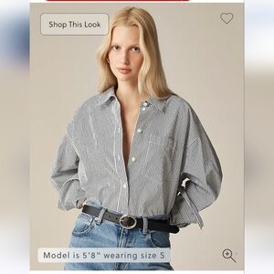 NWT J.Crew Women's Étienne oversized shirt in striped lightweight oxford Sz M